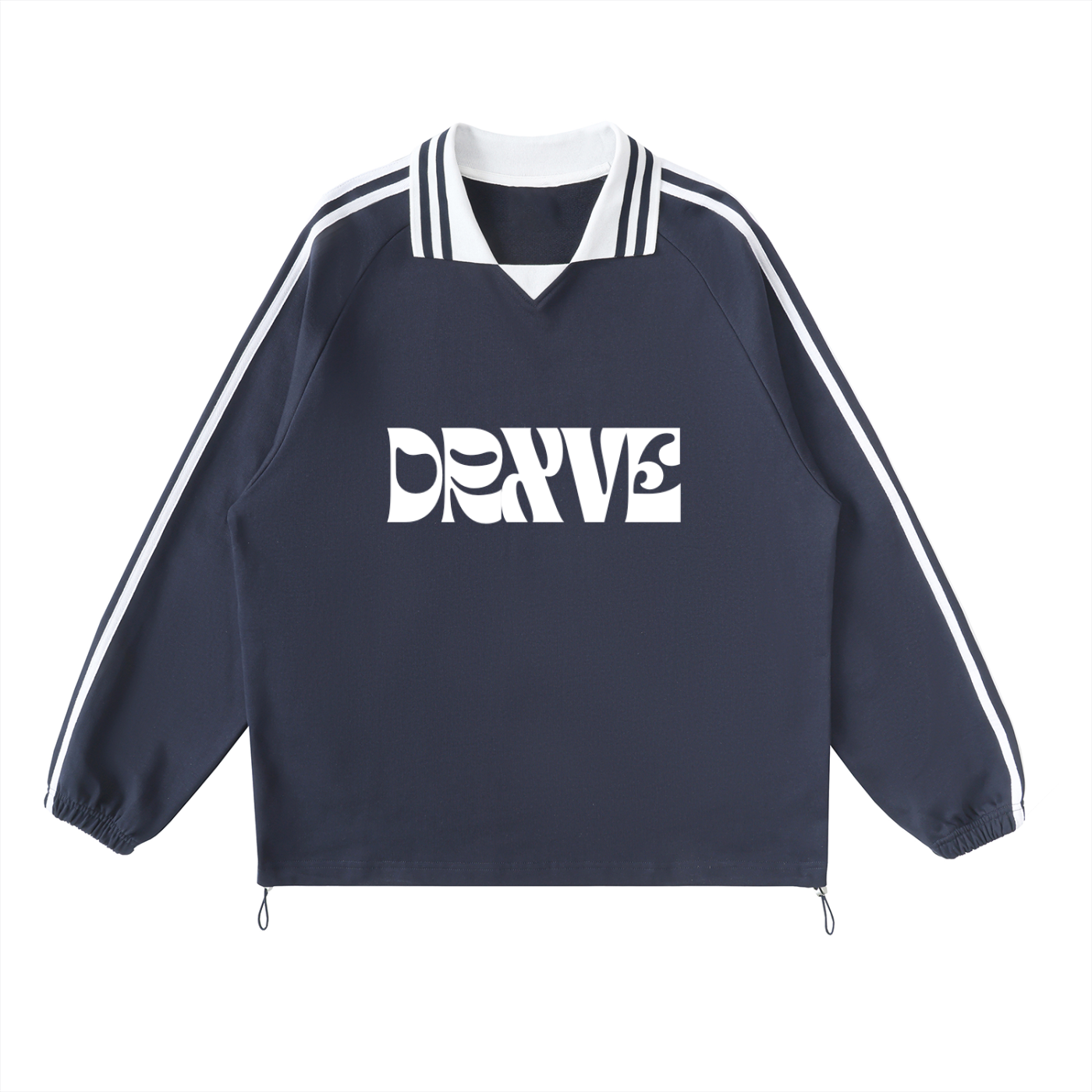 DRXVE - Contrast Striped Lapel Collar Sweatshirt