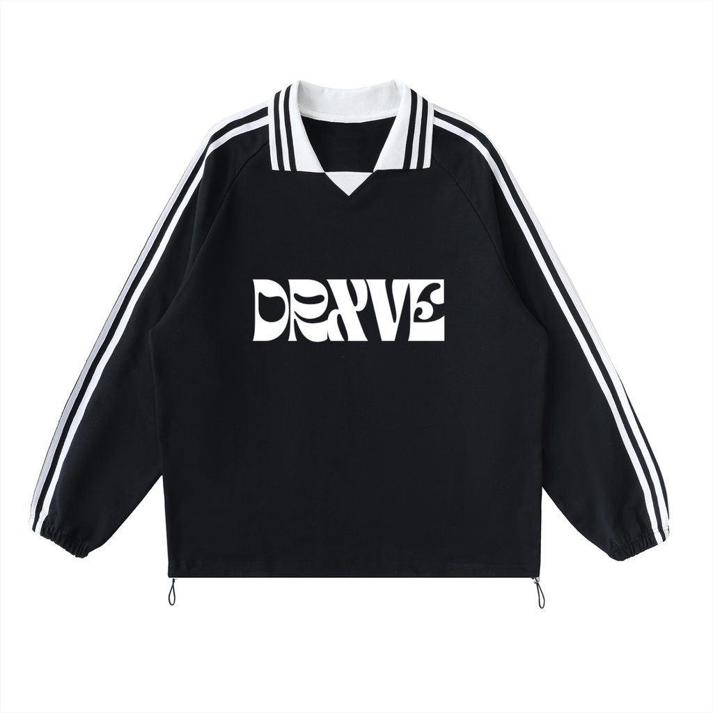 DRXVE - Contrast Striped Lapel Collar Sweatshirt