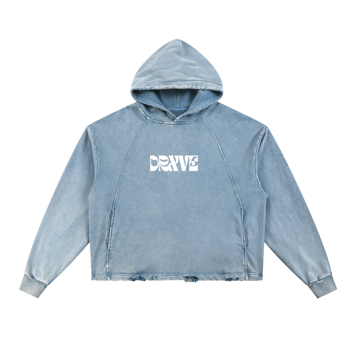 DRXVE (DRXVEN BY PURPOSE) - Vintage Washed Frayed-Hem Hoodie
