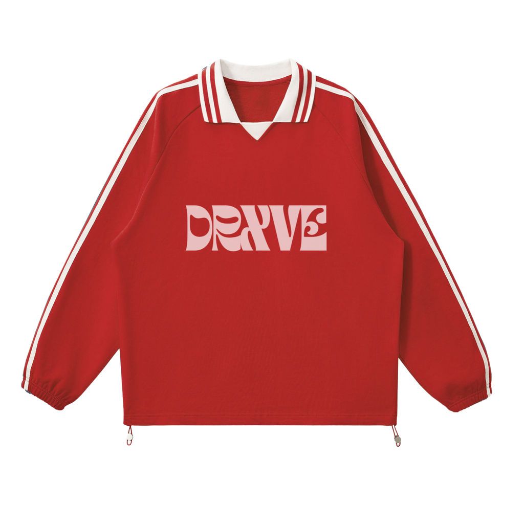 DRXVE - Contrast Striped Lapel Collar Sweatshirt