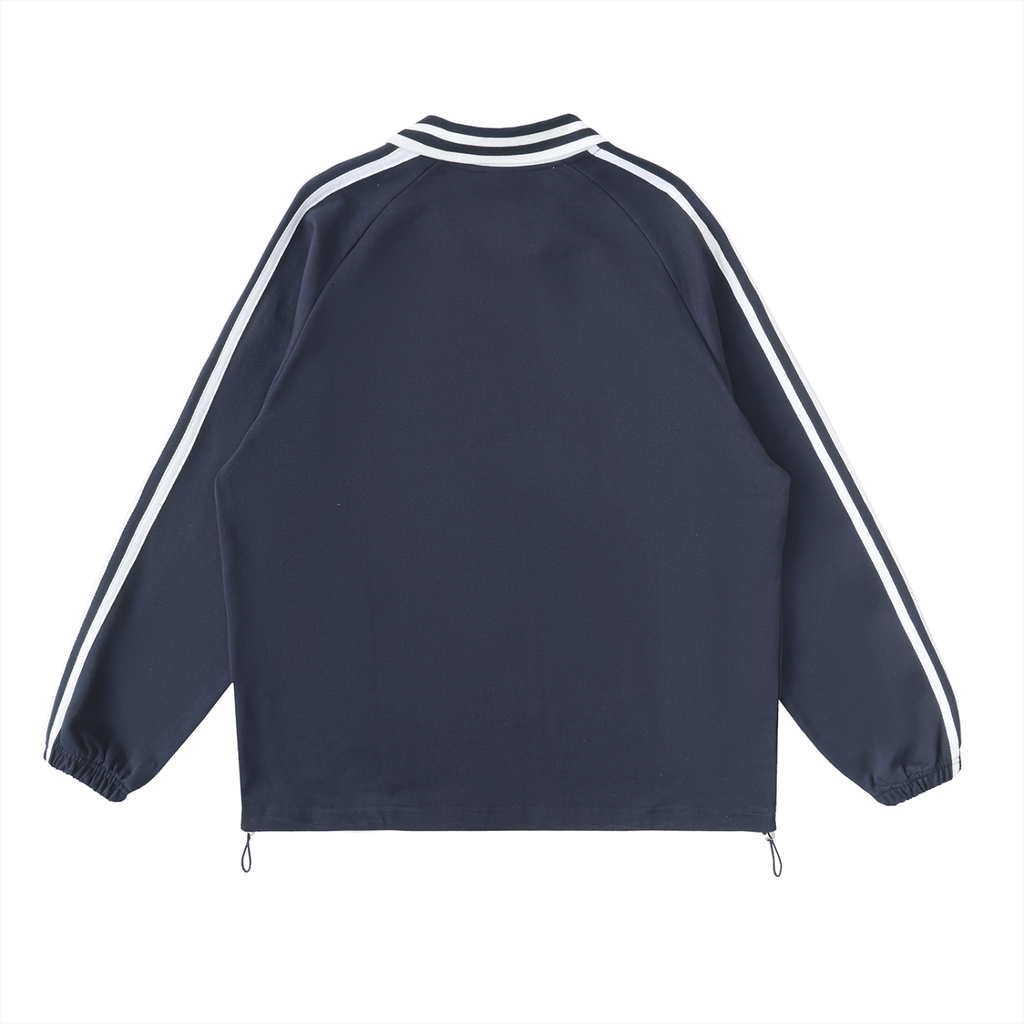 DRXVE - Contrast Striped Lapel Collar Sweatshirt